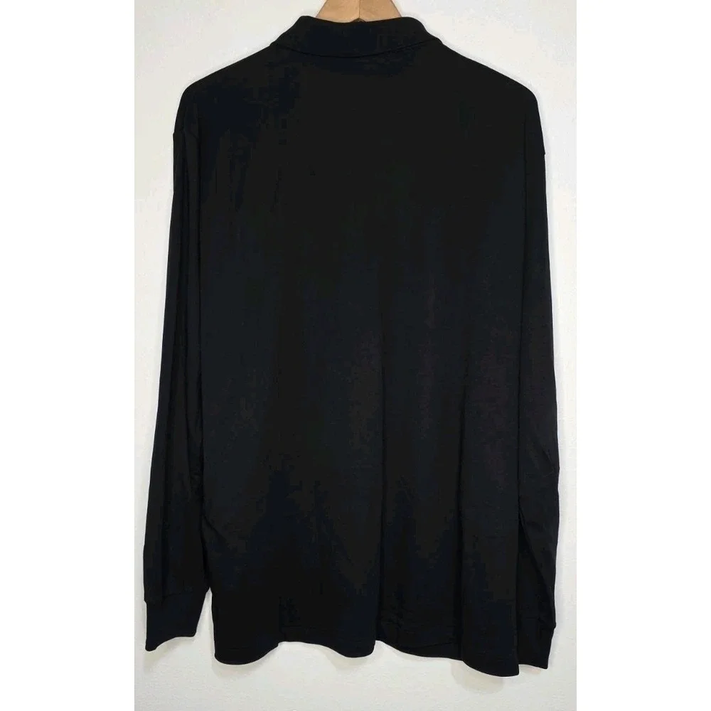 New POLO Ralph Lauren Long Sleeve Pima Cotton Polo Men XL Black Casual Pony Logo